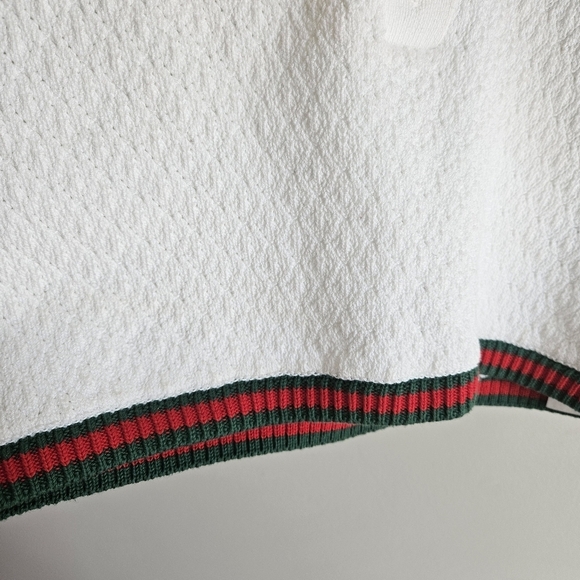Gucci Web Stripe Cotton Blend Lace Knit Polo Top NWT - Picture 6 of 12